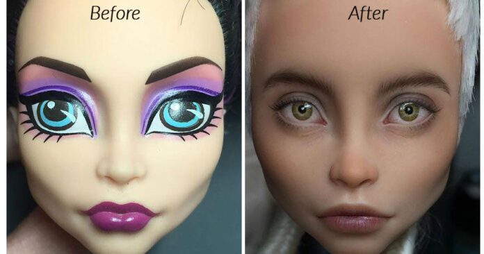 Artista ucraniano le quita el maquillaje a las muñecas y les da un impresionante aspecto 